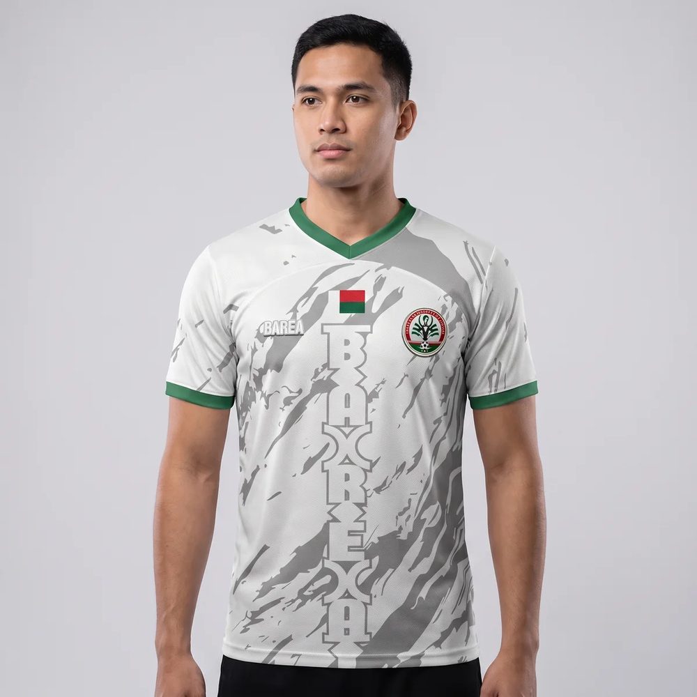 Maillot Barea Aloalo Blanc supporter de Madagascar, col vert et drapeau